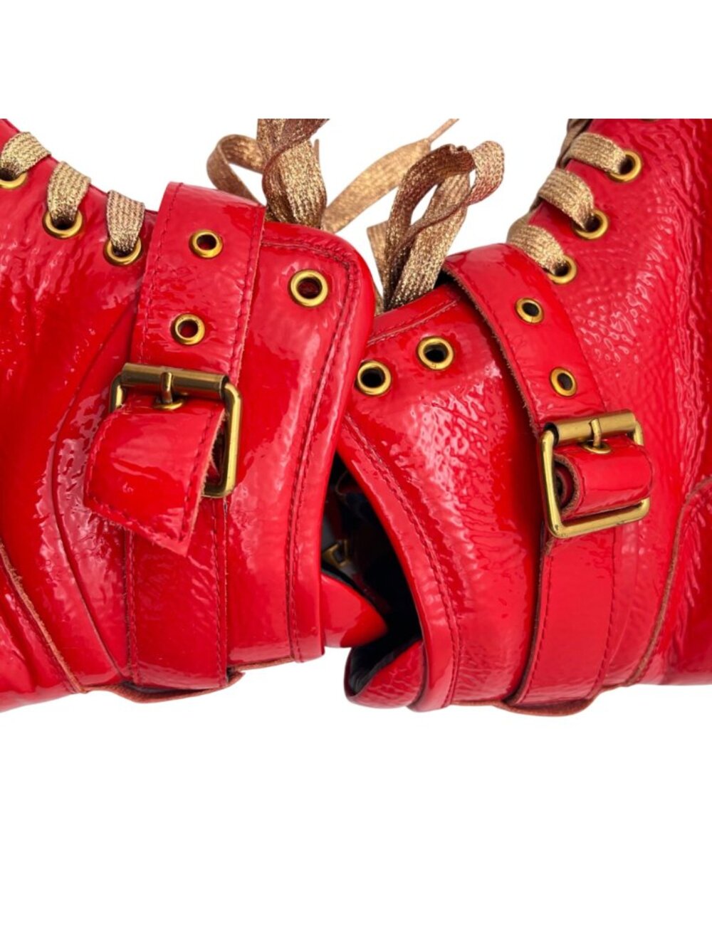 Jump New York Sullivan 24K Red Gold Patent Leather High-Top Sneakers Mens Size 8 - Picture 12 of 16